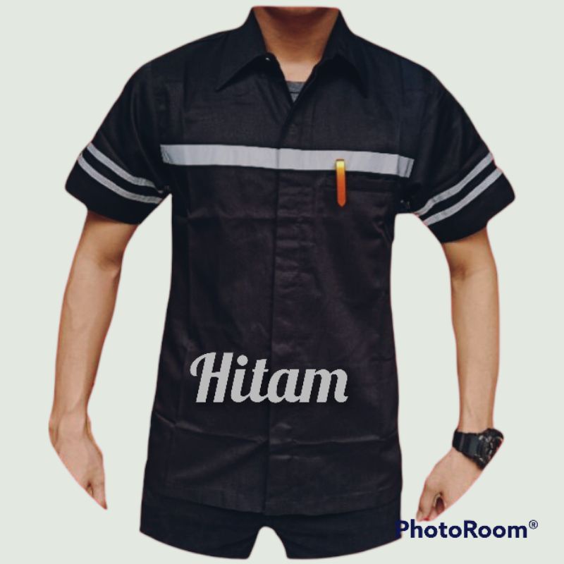 Atasan wearpack tangan pendek/kemeja safety bisa tambah bordir/seragam kerja kantor murah/baju karyawan tambang lapangan