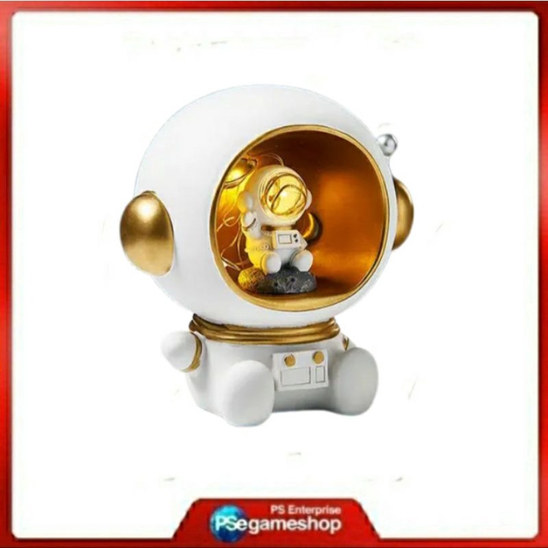 Astronaut Piggy Bank – Night Light [White]/ Pajangan Dekorasi Lampu Tidur Celengan