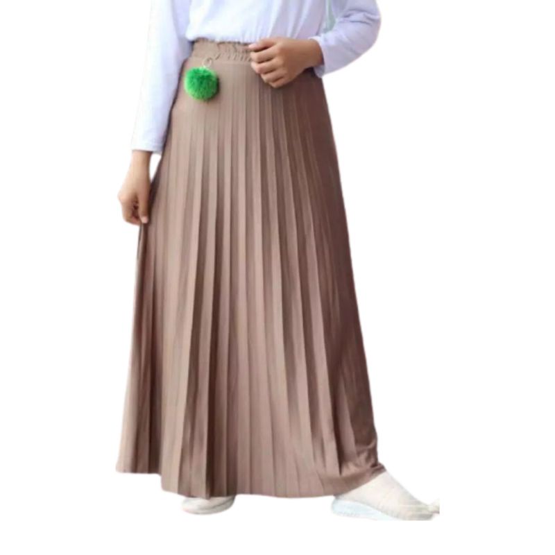 rok plisket anak perempuan usia 8-9 tahun