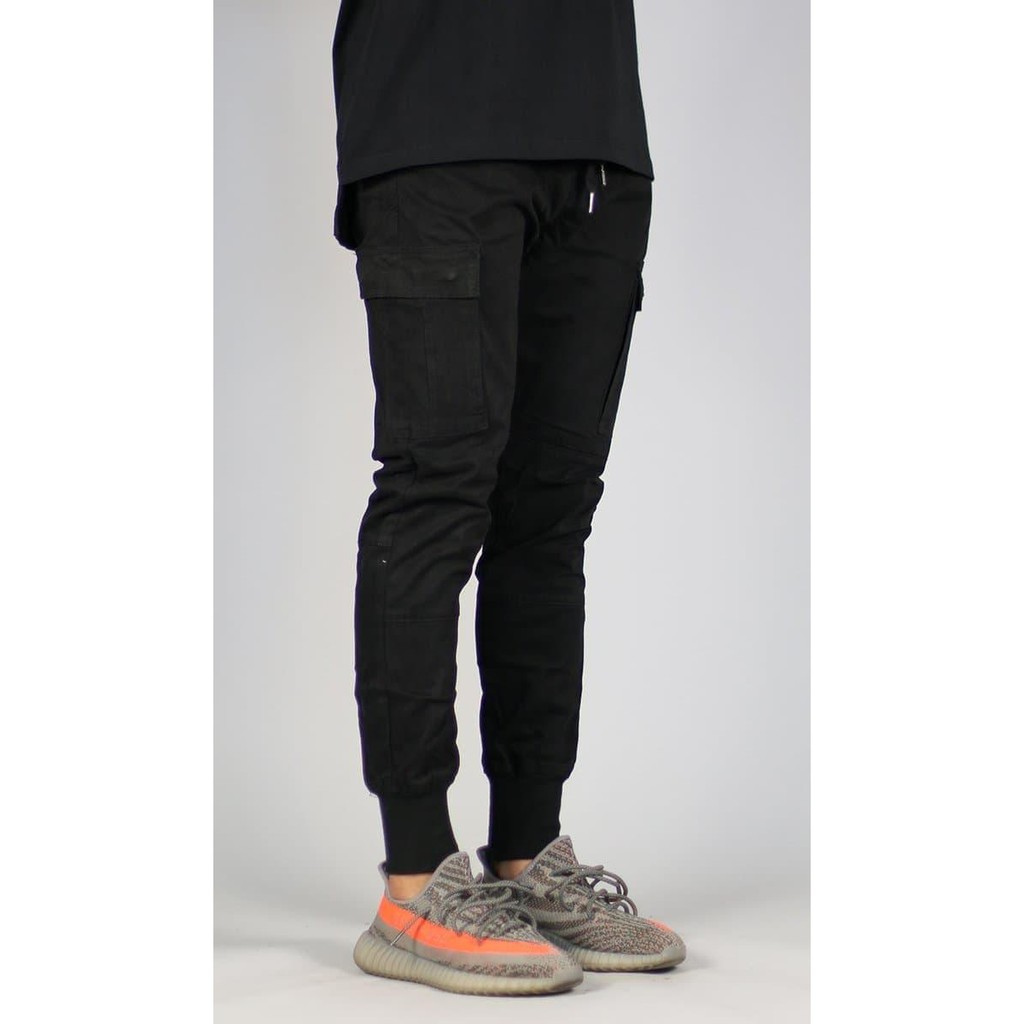 denim cargo joggers