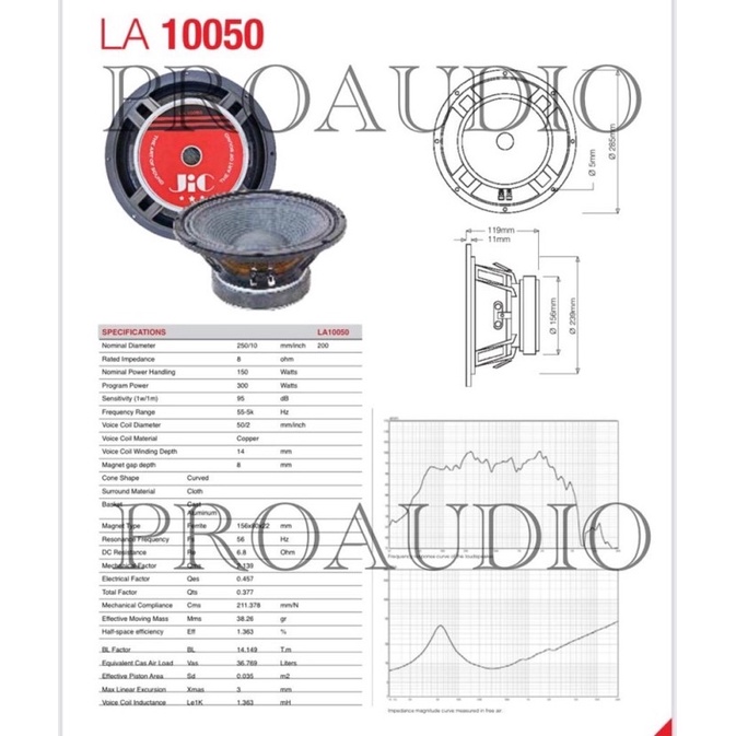 speaker JIC 10 inch LA 10050 original