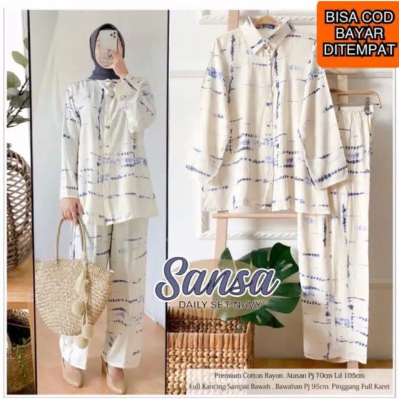 SANSA PIYAMA ONESET JUMBO XL-XXXL BERMACAM MOTIF