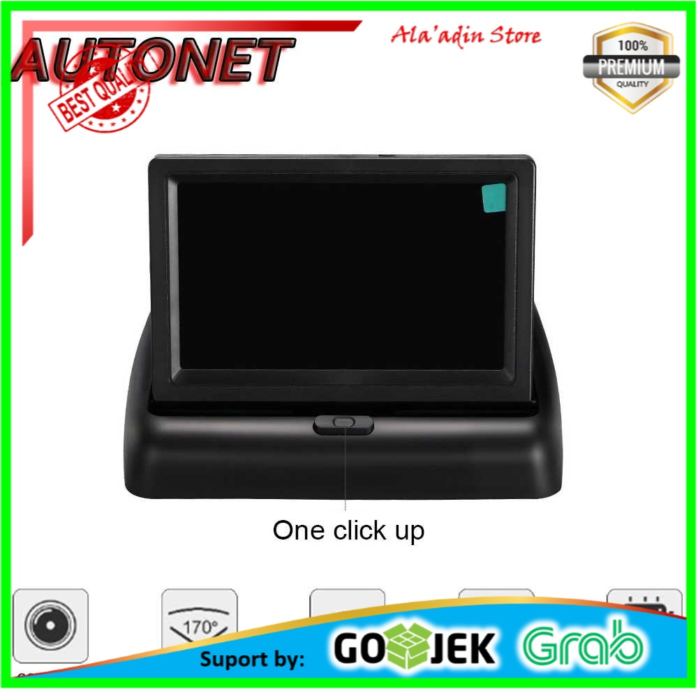 Cuci Gudang AUTONET Monitor Parkir Mobil Foldable Rear View TFT LCD 4.3 Inch AU43