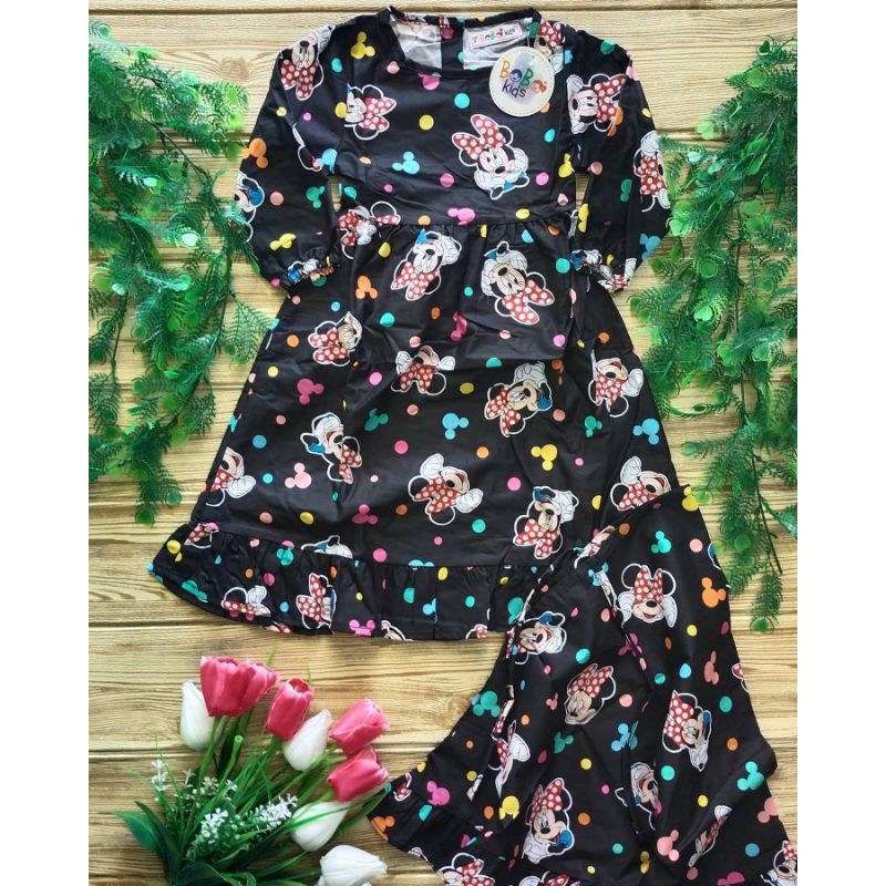 GAMIS ANAK KARAKTER/GAMIS ANAK BAHAN KATUN/GAMIS PLUS KERUDUNG KATUN/BAJU ANAK MUSLIMAH