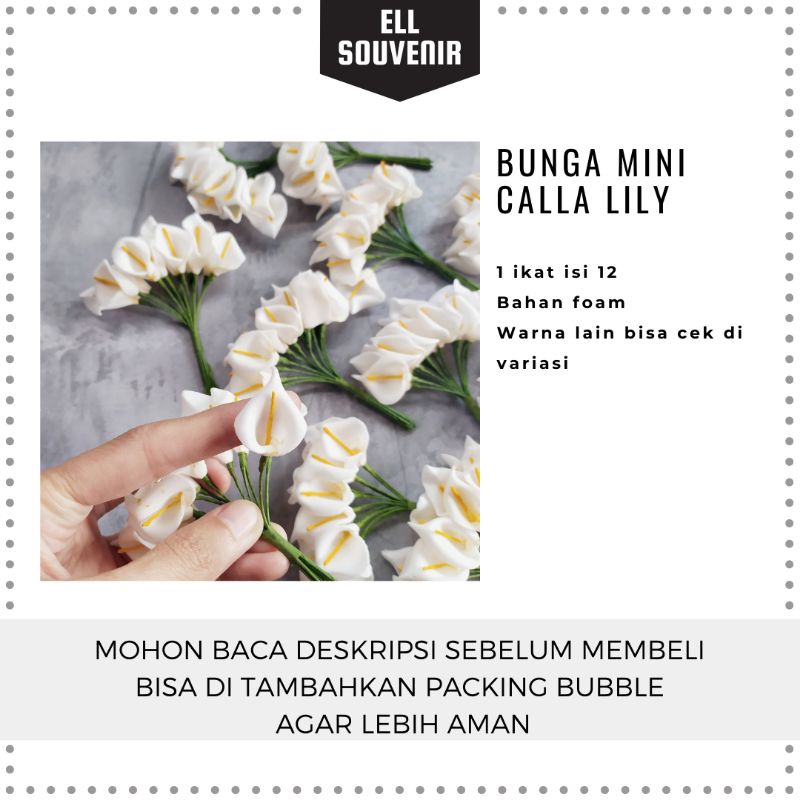 BUNGA LILY MINI / CALLA LILY MINI / BUNGA KUKU  1 IKAT ISI 12 BUNGA