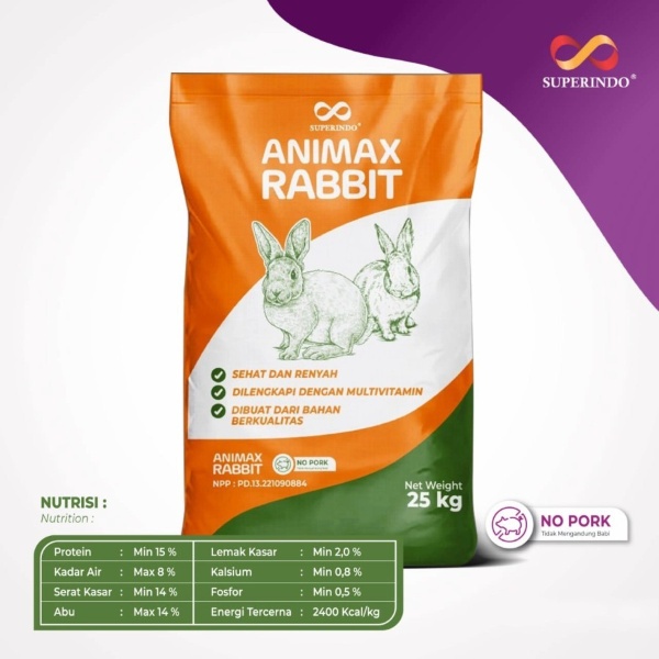 Animax Rabbit Food 25kg 25 kg Pakan Pelet Pellet Makanan Kelinci Murah