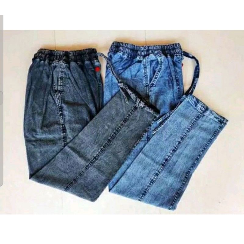 Celana Baggy Jeans Snow Kancing Variasi / Jeans Wash Premium Jumbo Bb 60-75 Kg