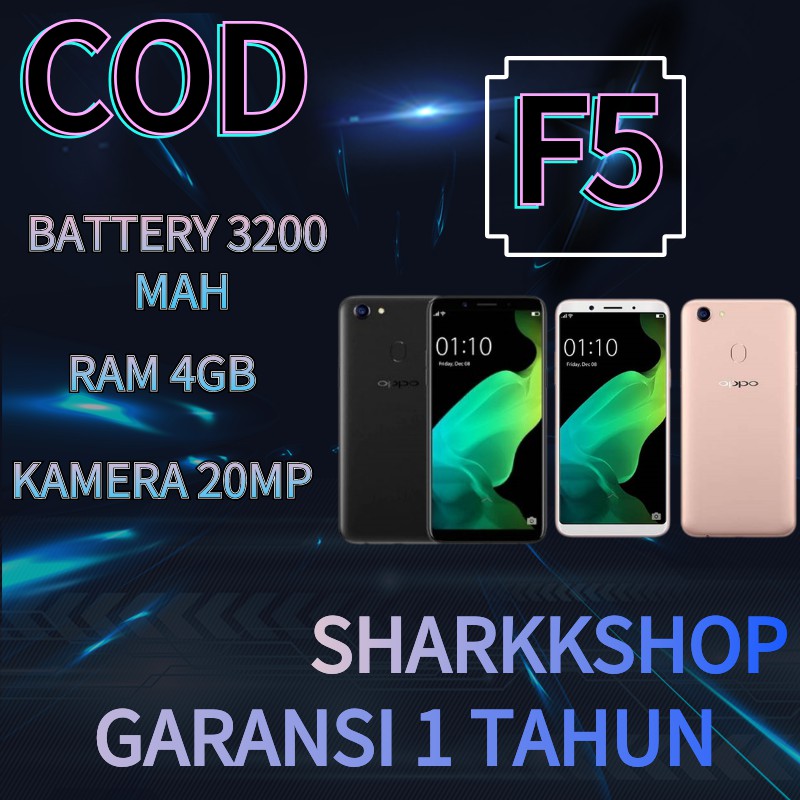 HP Oppo F5 RAM 4GB Internal 32GB GARANSI 1 TAHUN - Hitam