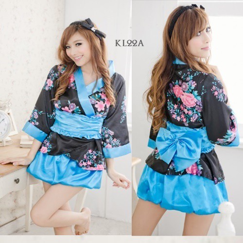 [PRODUK FAVORIT] BAJU TIDUR KIMONO PIYAMA KIMONO WANITA LINGERIE KIMONO MOTIF BIRU KL22A