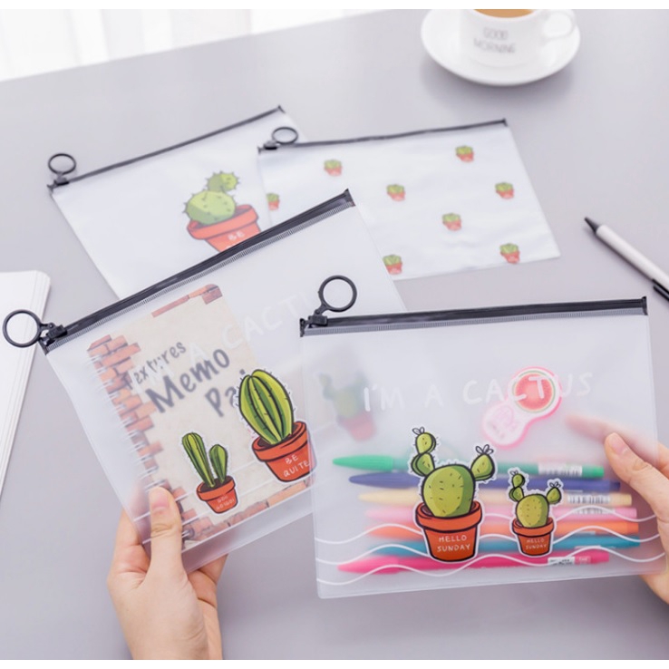 

Pensil Case Korean Kaktus PVC Transparant Stationery A5 File Folder / Tempat Pensil