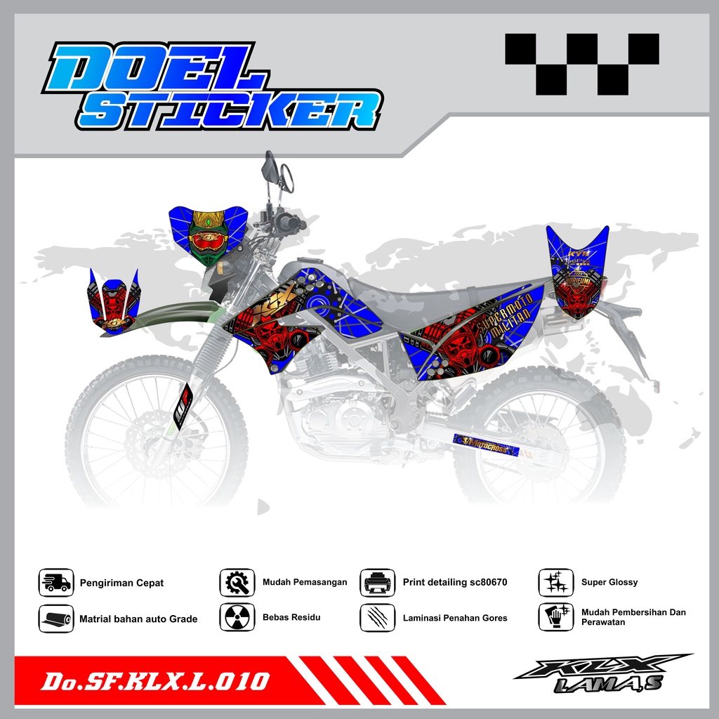 Sticker Striping Honda KLX L , S Lama List Variasi Hologram , Crome Doel 010