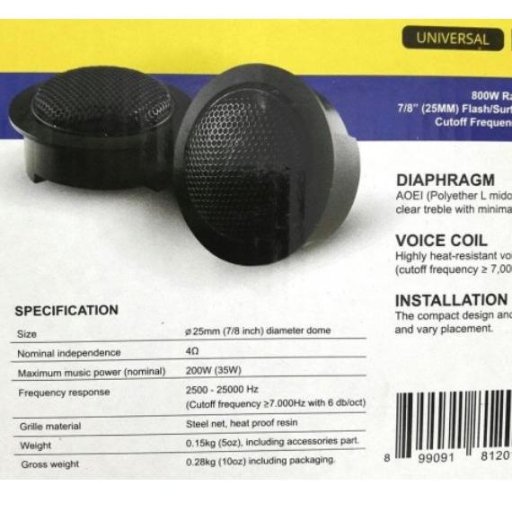 ㆅ Tweeter Pioneer TS-T120 TS T120 120 Twiter Audio Speaker Mobil Universal DCS ➨