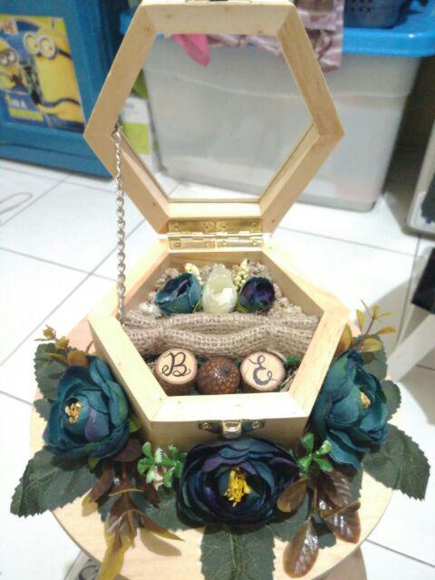 Ring Box, Kotak Cincin, Kotak Seserahan, Ring Bearer - Rustic Dengan/tanpa Inisial.