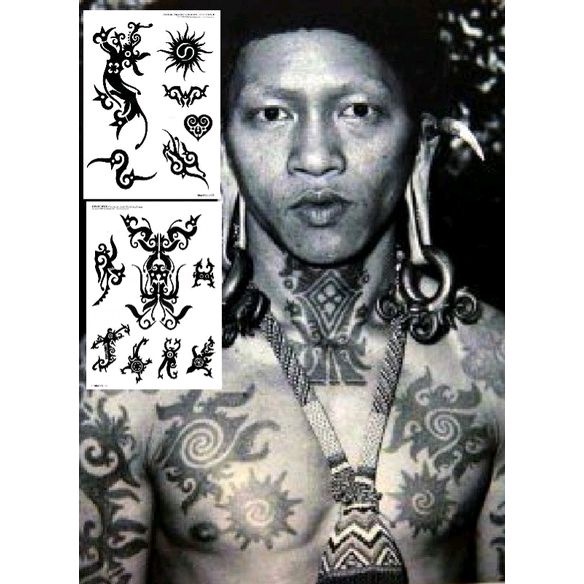Tatto temporary Borneo Dayak Kalimantan Model BORNEO