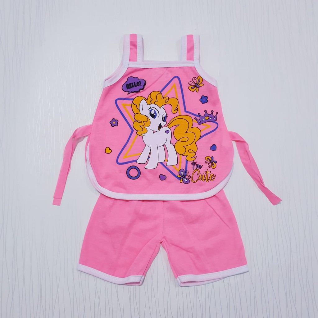 setelan pakaian anak lucu gambar pony singlet