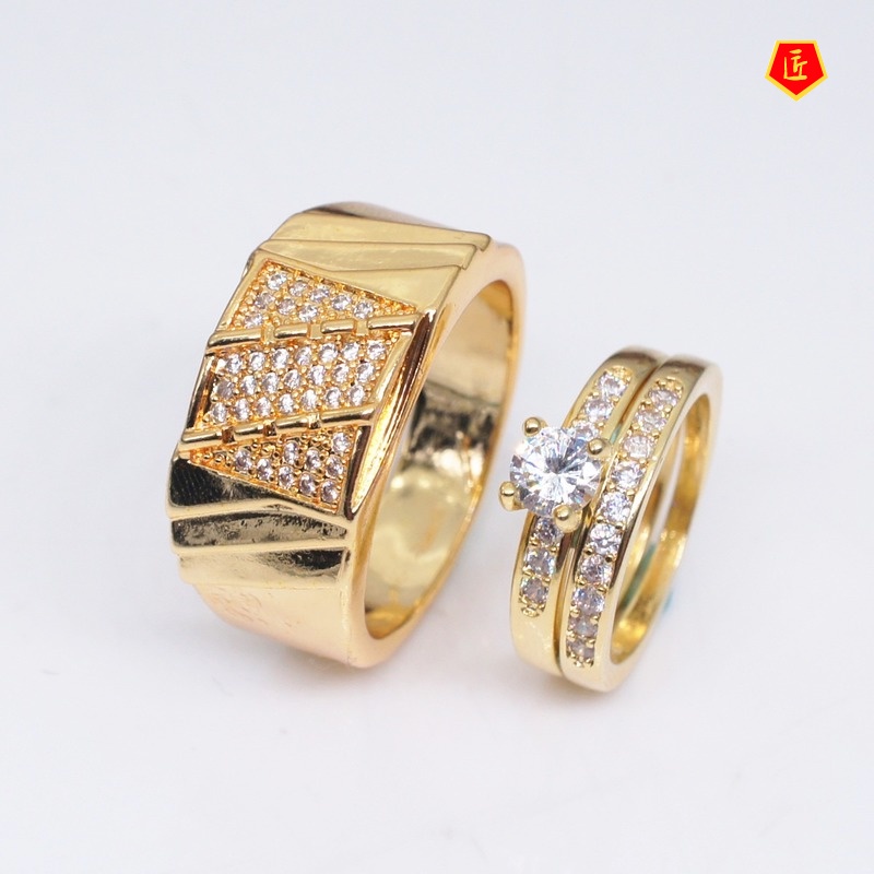 [Ready Stock]Simple 18K Gold Diamond Couple Ring