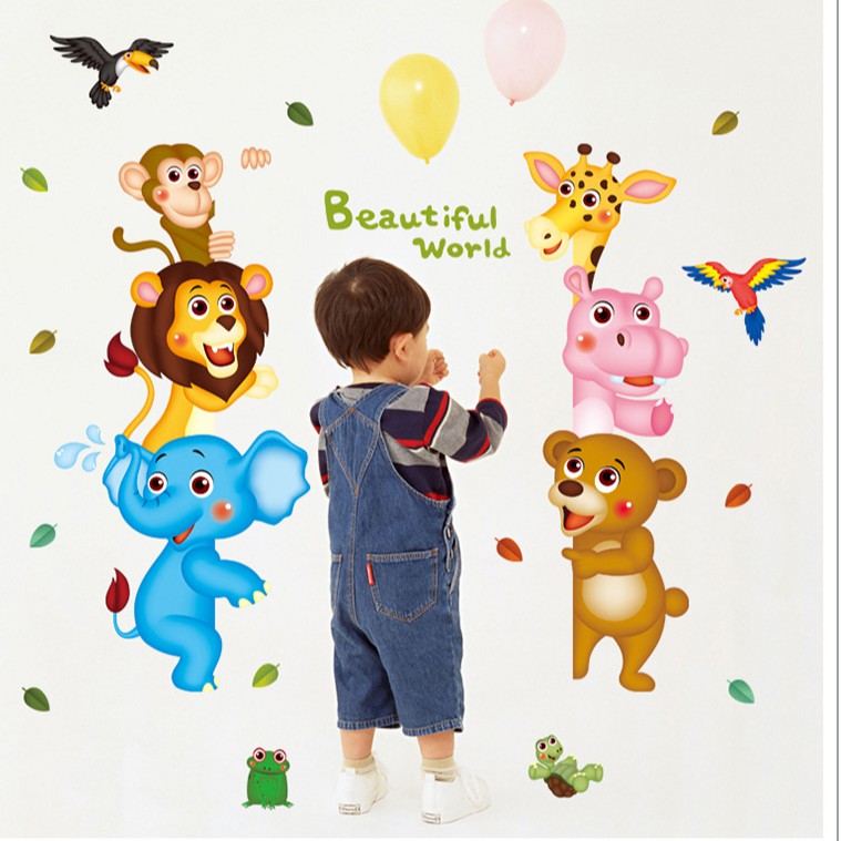 RELIZA WALL STICKER ANIMAL HEWAN ANAK KIDS ZOO LION STIKER DINDING XL8207