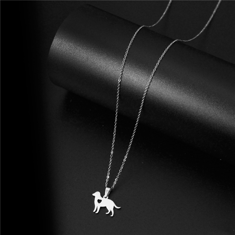 Gaya Korea stainless steel Cina zodiak kalung anjing in Wanita online influencer halus sederhana anj