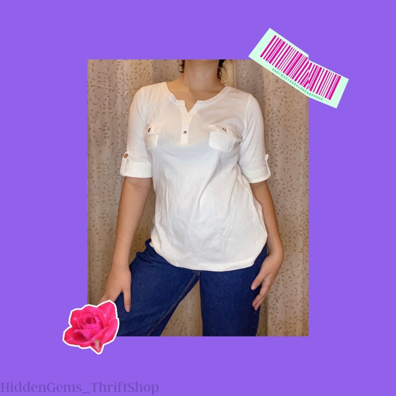 THRIFT KAREN SCOTT WHITE TOP