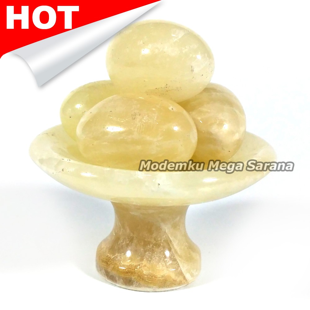 1 Sett Telur Batu Marmer + Tatakan / Marmer Meditation Egg Style - Mini Version