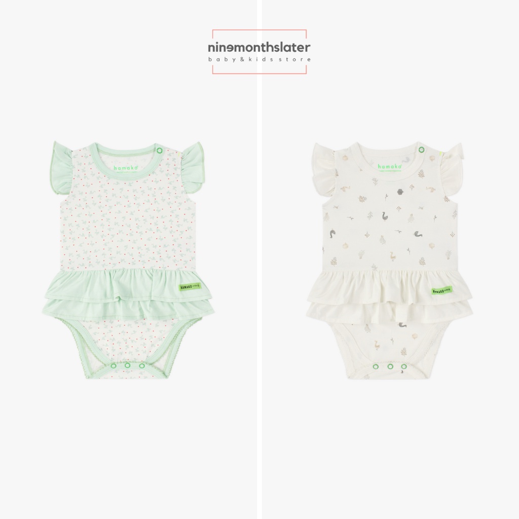 Hamako Ruffle &amp; Frill Bodysuit - Jumper Bayi Perempuan Tencel Bodysuits Frill Setelan Baby Baju Rumah Anak Motif