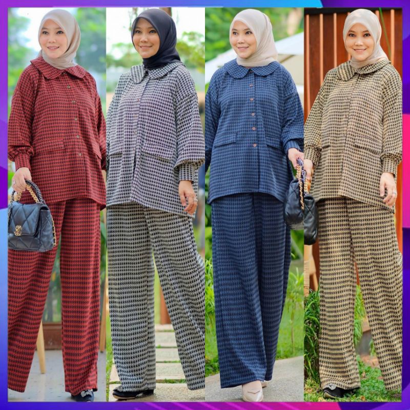 Anolla Set Original By D'lovera Setelan Wanita Stelan Cewek Setelan Celana Cewe One Set Baju Muslim 