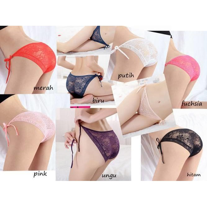 Celana Dalam g string Tali Samping Transparan  C013   Merah Murah
