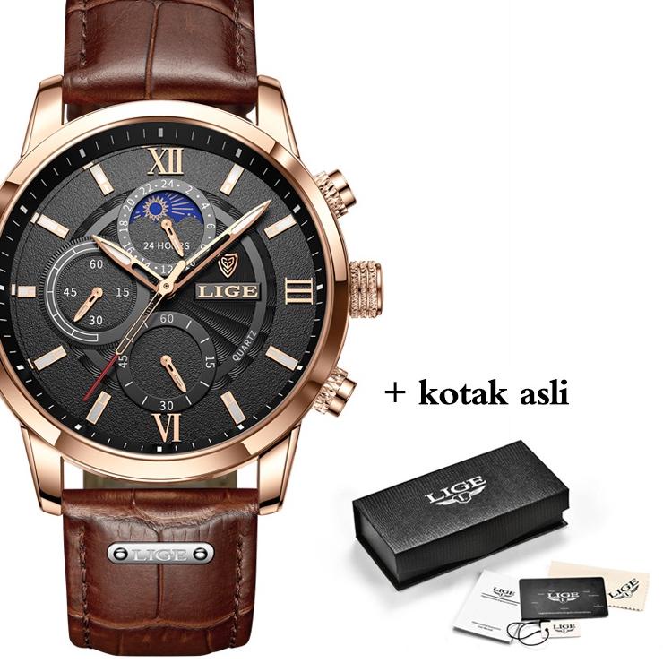 WJIL LIGE 2022 terbaru original jam tangan pria tali kulit anti air olahraga kronograf jam tangan + kotak vpbm392