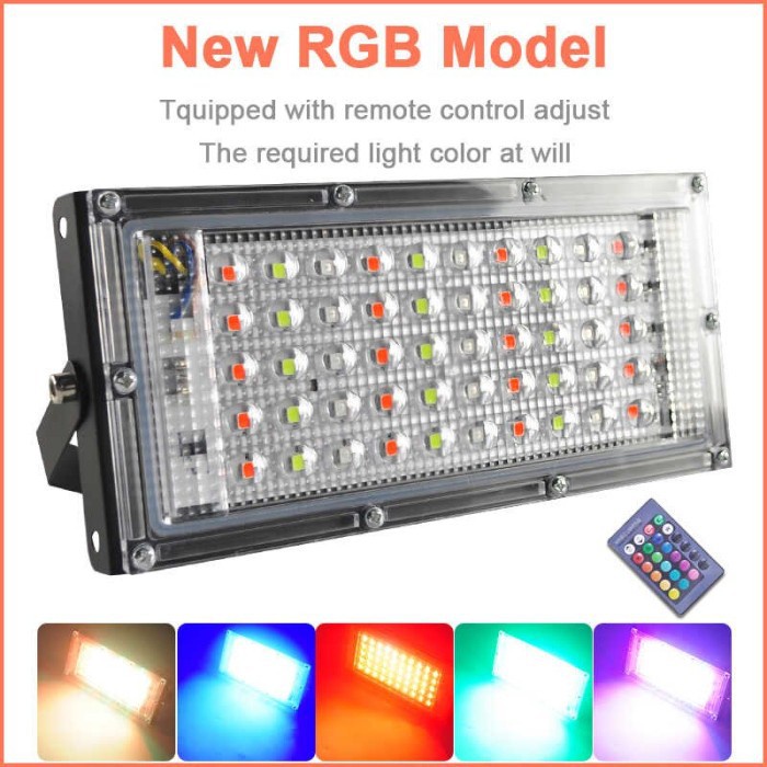 Lampu LED SOROT 50W Flood Light Lampu Tembak Warna Warni RGB 50 W Watt