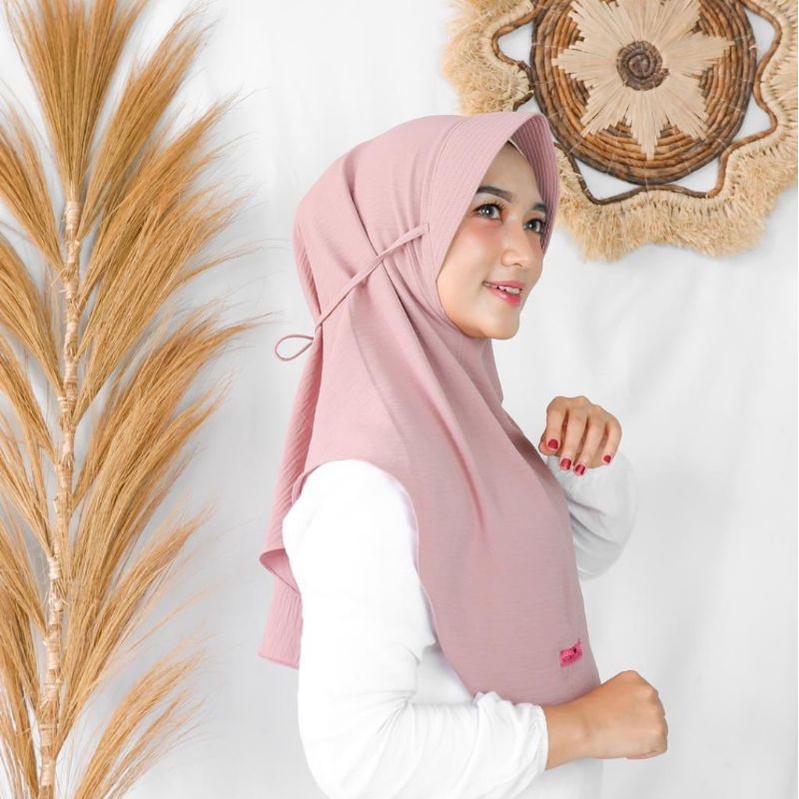 Bergo Maryam Crinkle Air Flow Pet / jilbab bergo pet tali crinkle airflow