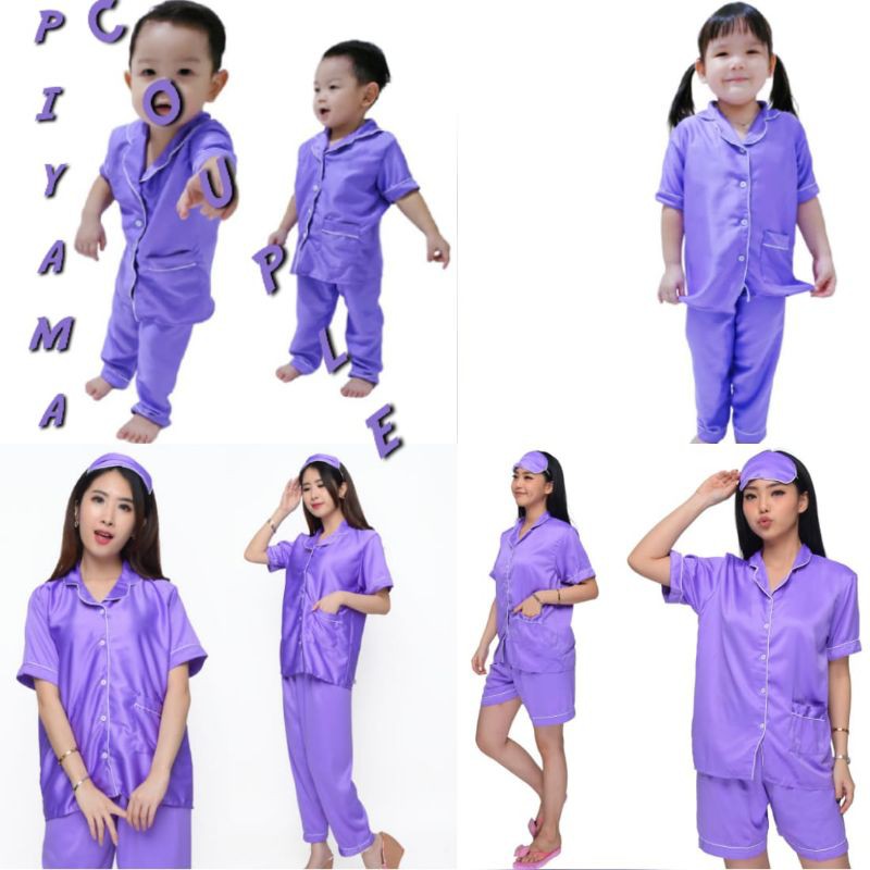 BAJU TIDUR LILAC WANITA BISA COUPLE IBU DAN ANAK PEREMPUAN SETELAN