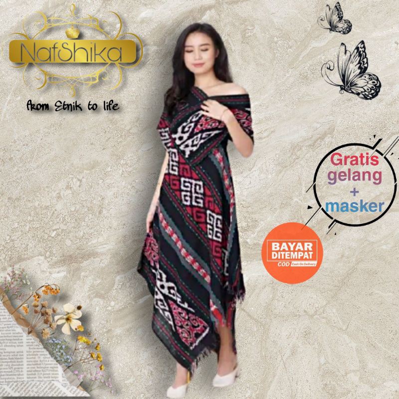 ⭐⭐⭐⭐⭐ 5,0 - Dress Tenun Etnik Motif Lokal Nusantara - Baju Etnik Wanita - Dress Etnik Tenun