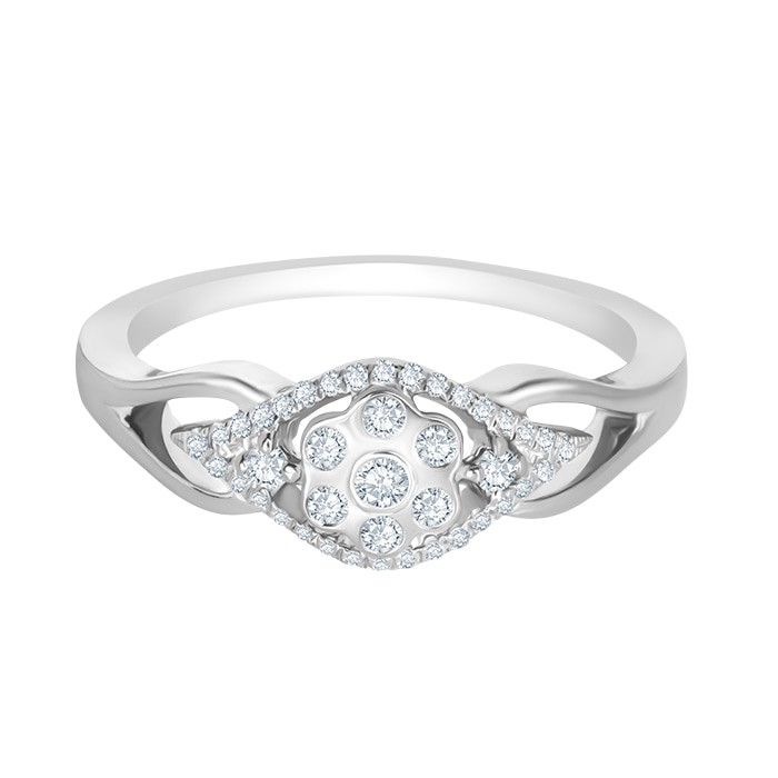 Cincin Emas 18k Berlian Asli Eropa Putih / Tunangan / Simple DZ15