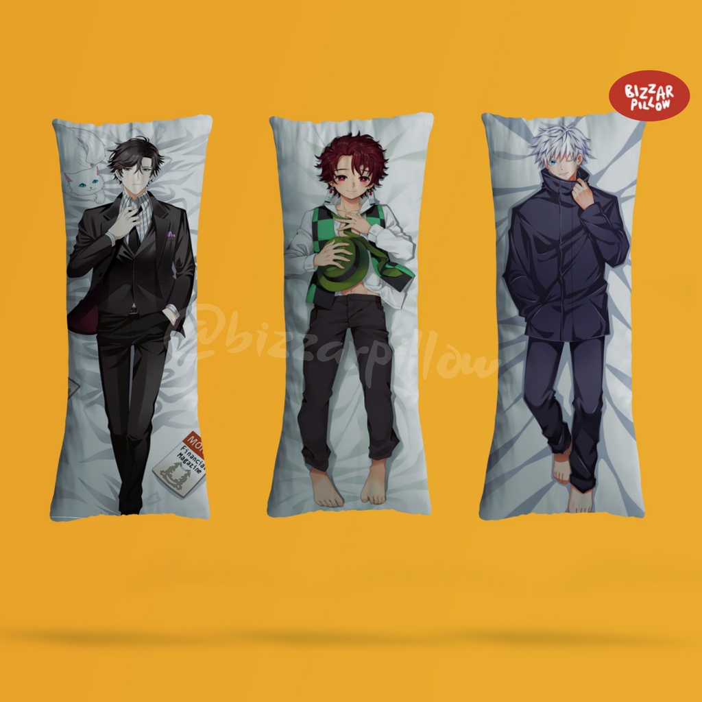 Bizzarpillow Bantal Anime Dakimakura Ukuran 100 x 36cm  Custom Jujutsu Kaisen / AOT / Demon Slayer BZ155