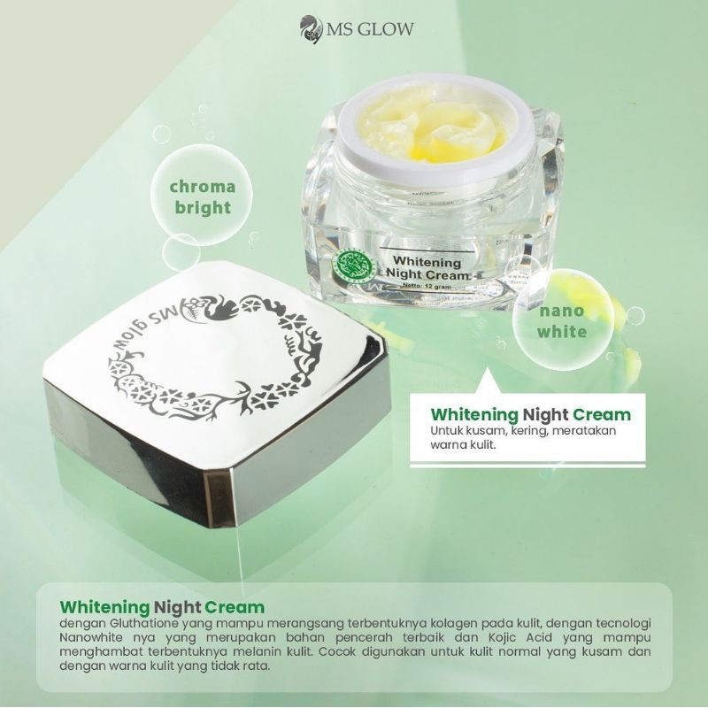 Ms glow Original cream Night Whitening cream malam whitening ms glow original