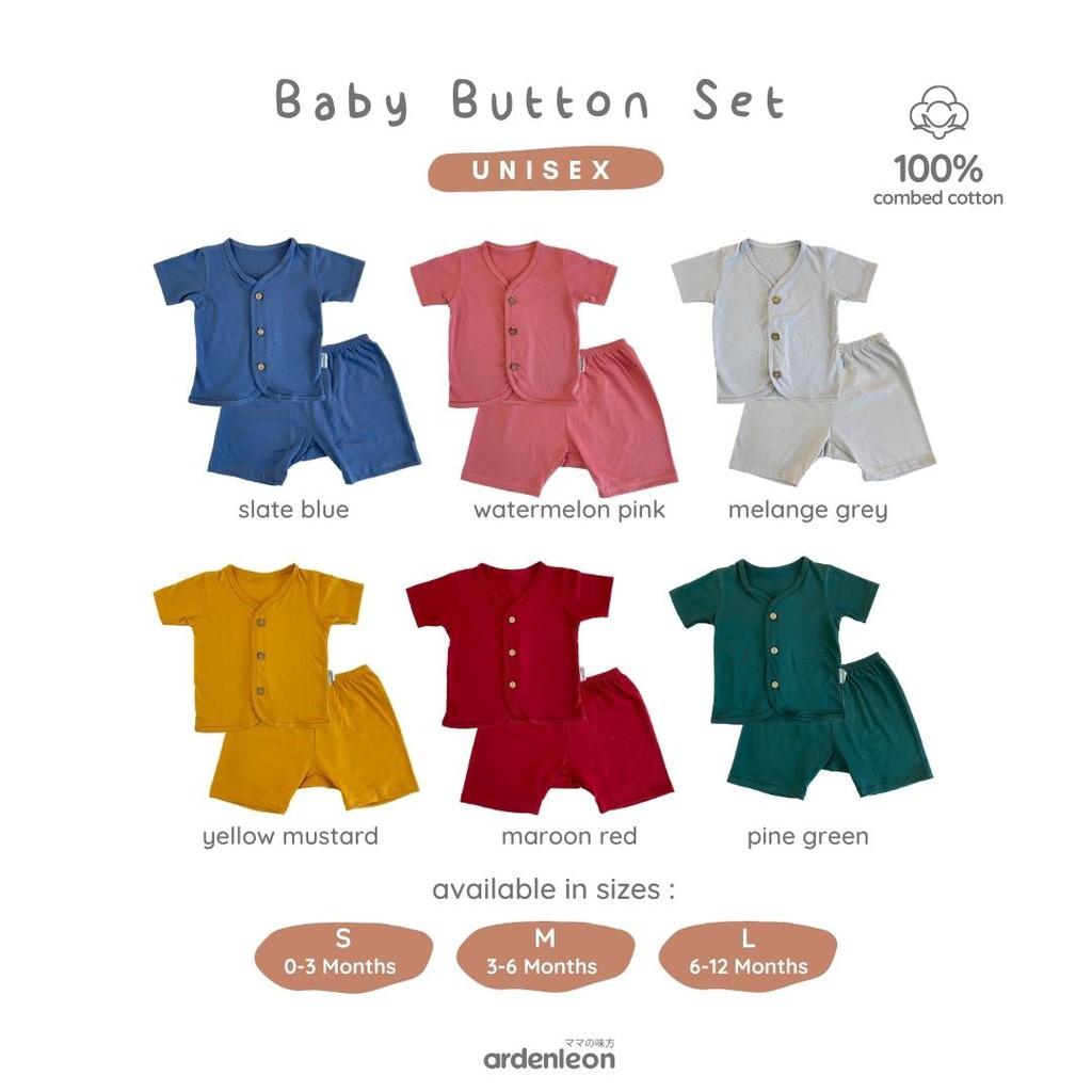 ARDENLEON Baby Button Pendek Setelan Bayi Newborn 0-12 Bulan