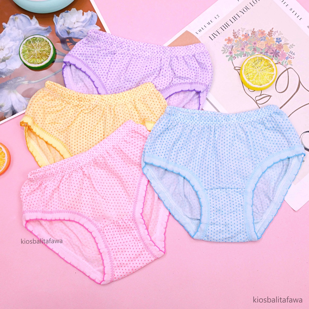 (ISI 3 PC) Celana Dalam 4-5 Tahun / Pakaian Dalam CD Underwear Anak Perempuan  Kids Polos Import