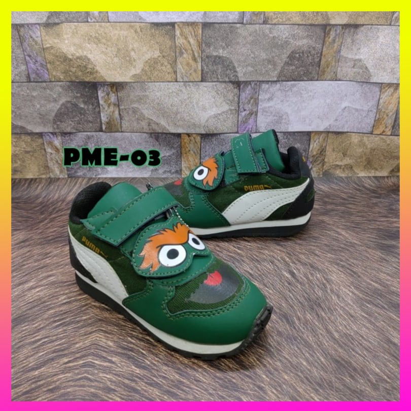 Sepatu Anak Sekolah Sneakers Running Elmo Hijau PME-03 srno1996