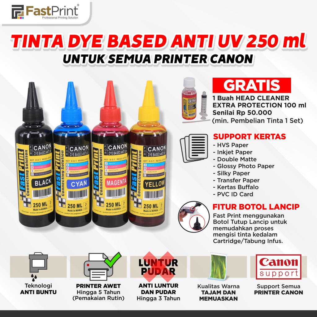 Tinta Dye Based Anti UV Canon 250 ML