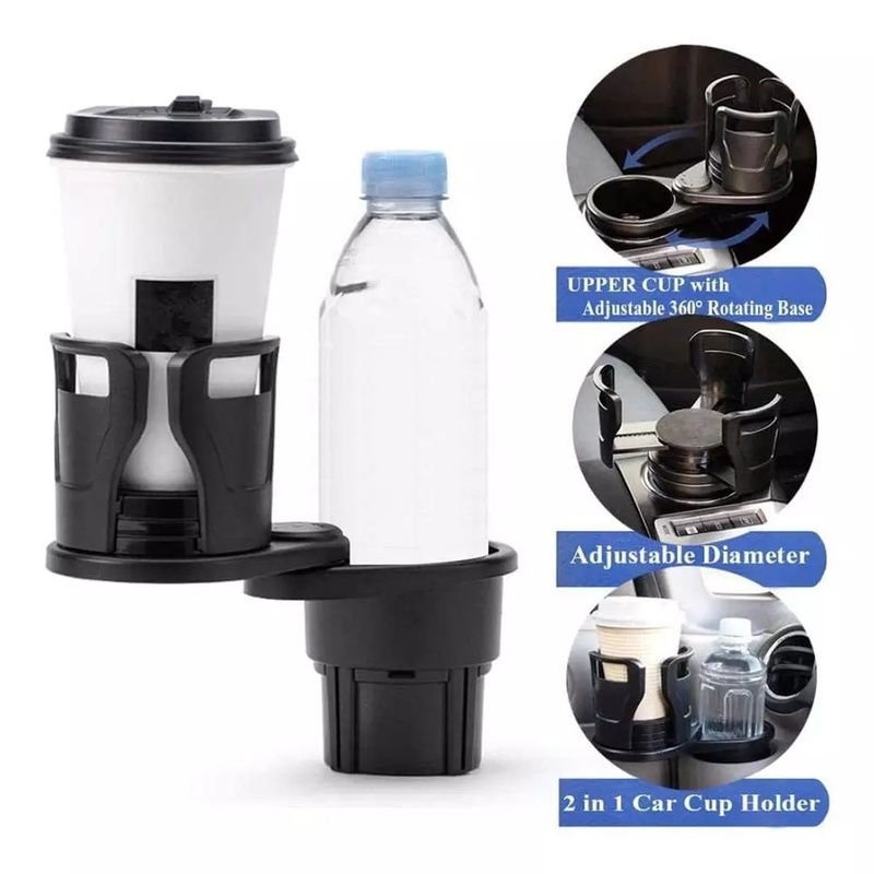 [ Featured ] 360 Degree Rotating Vehicle-mounted Water Car Cup Holder / Car Truck Water Bottle Dual Holder Auto Accessory