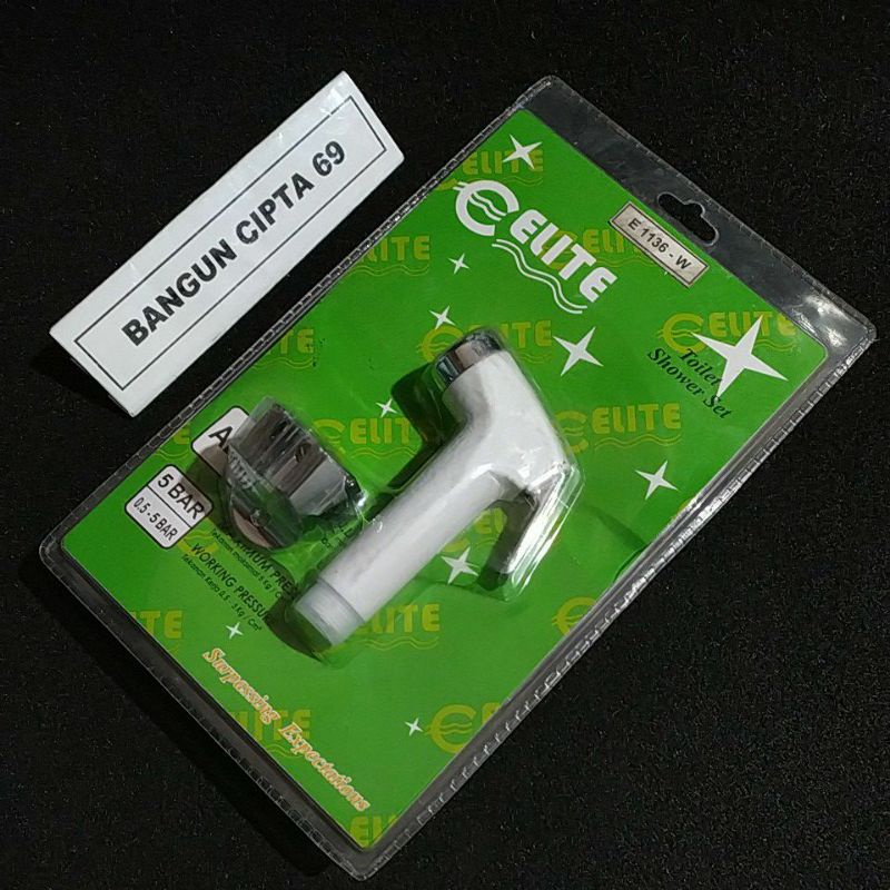 shower cebok elite putih set/jet shower wc/toilet shower cebok kamar mandi