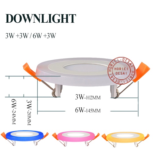 HORICI LAMPU DOWNLIGHT NEW INDO STYLE/ BISA 2 WARNA / 3W+3W/ READY STOCK