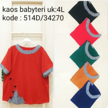 Blouse Bigsize 4L Jumbo Kaos Kombinasi Katun 4