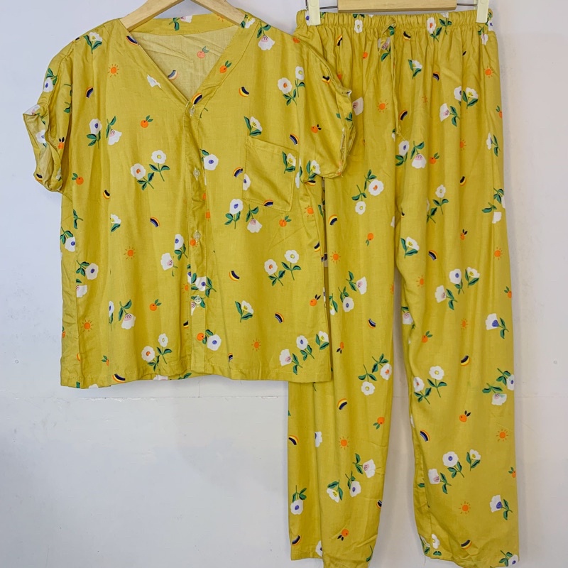 PIYAMA VNECK / PIYAMA KANCING HITS PIYAMA KANCING BUSUI / PIYAMA RAYON / HOMEWEAR-NC 1
