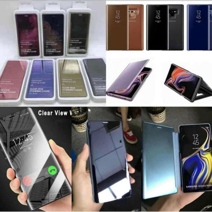 Case Flip Mirror Samsung A9 Clear View Auto Lock