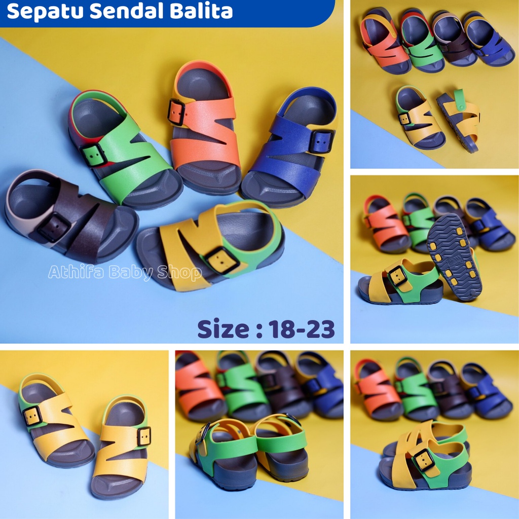 Sepatu Sandal Anak Laki Usia 6 7 8 9 10 11 Bulan 1 2 3 Tahun Size 18 19 20 21 22 23 24 24 - 29 Sendal Gunung Karet Balita Bayi Lelaki Cowok Spatu Sandal Baby Prewalker Karet Phylon Ringan Cowok Karet -Yumieda 21091-