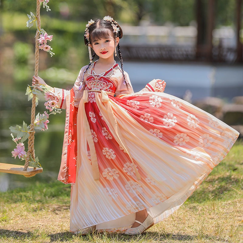 Children's Hanfu girls' winter super fairy fairy gradient Ru skirt Chinese style girls' dress childr