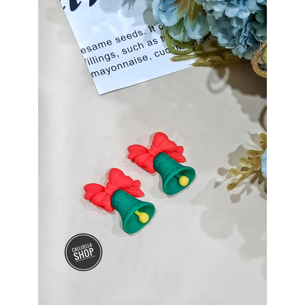 RESIN CLAY TEMPEL MIX MOTIF DAN WARNA MANIK PAREL CINCIN | BAHAN CRAFT CLAY GELANG BROS KALUNG STRAP MASK MASKER PAREL MANIK CRAFT KERAJINAN LUMAJANG FASHION-Clay chrstmas bell 1