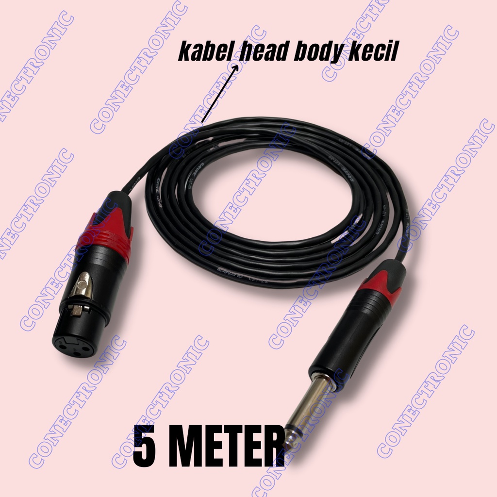 kabel mic jack xlr female to akai mono hitam|kabel head kecil|5 meter