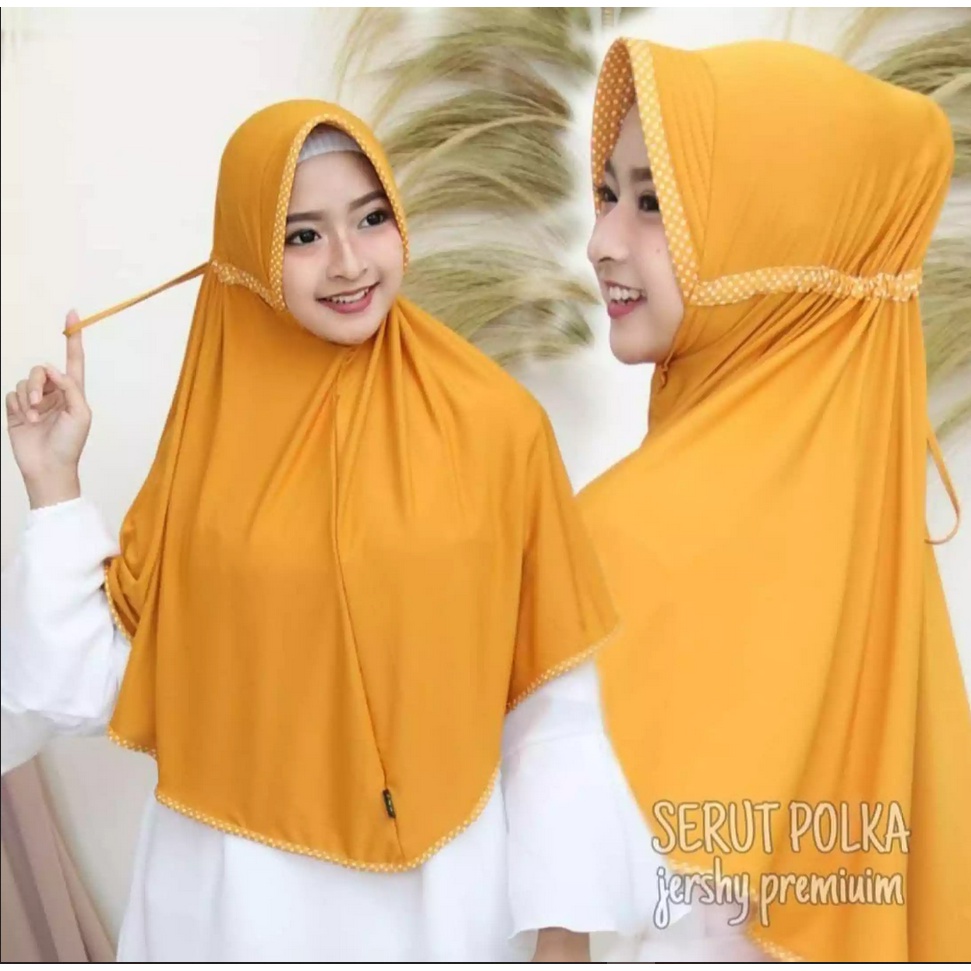 [COD] PROMO TERMURAH HIJAB INSTAN - JILBAB INSTAN SERUT POLKADOT || HIJAB JERSI SERUT INAYAH LIST